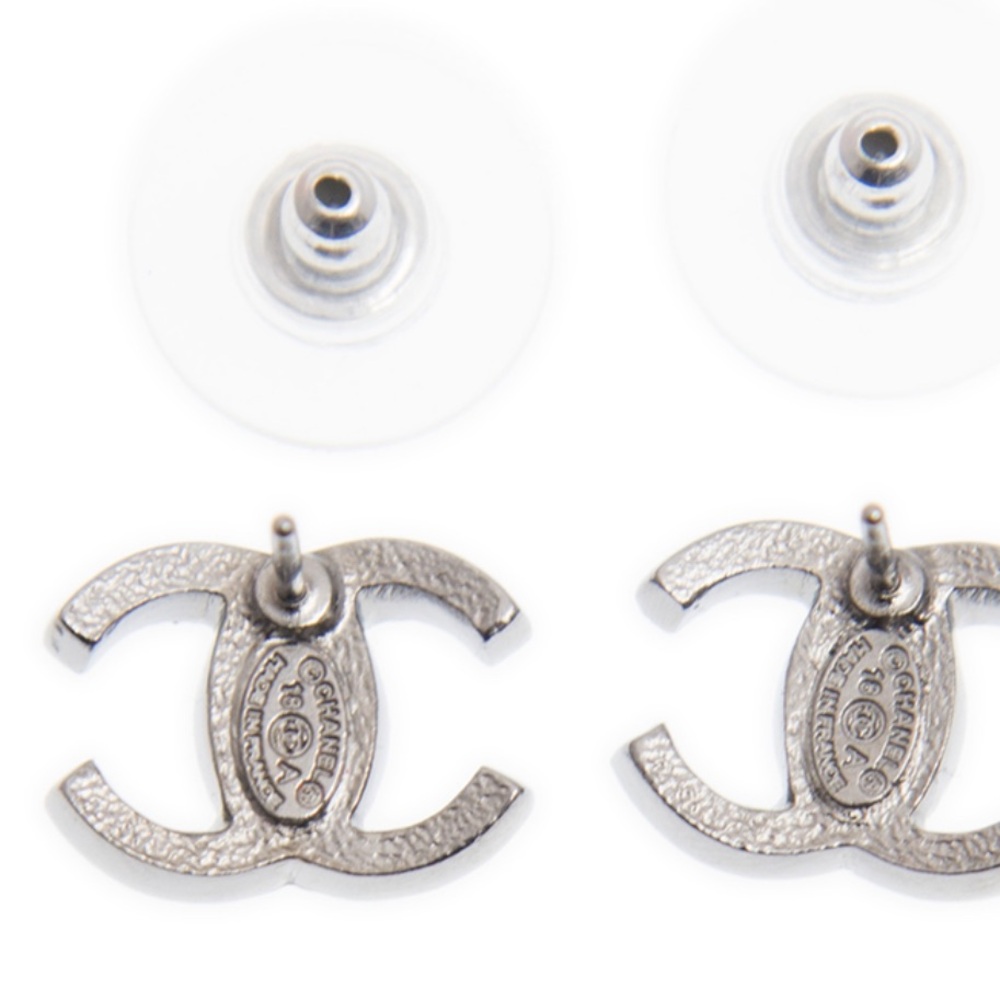 CHANEL Crystal CC Logo Silver-Tone Earrings - Picture 2 of 6